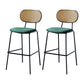 Scandinavian Low Back Armless Stool Velvet Upholstered Counter Stool Green 2 Piece Set Clearhalo 'Bar Furniture' 'Bar Stools' 'bar_stools' 'furn' 'furn_bar_stools' 'Furniture' 'Kitchen & Dining Furniture' 5569312