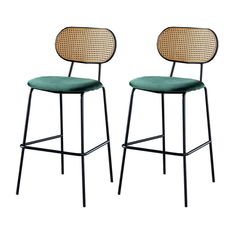 Scandinavian Low Back Armless Stool Velvet Upholstered Counter Stool Green 2 Piece Set Clearhalo 'Bar Furniture' 'Bar Stools' 'bar_stools' 'furn' 'furn_bar_stools' 'Furniture' 'Kitchen & Dining Furniture' 5569312