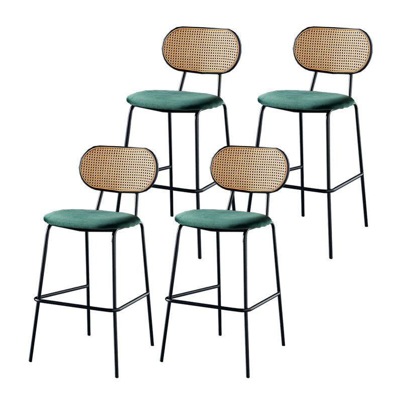 Scandinavian Low Back Armless Stool Velvet Upholstered Counter Stool Green 4 Piece Set Clearhalo 'Bar Furniture' 'Bar Stools' 'bar_stools' 'furn' 'furn_bar_stools' 'Furniture' 'Kitchen & Dining Furniture' 5569314