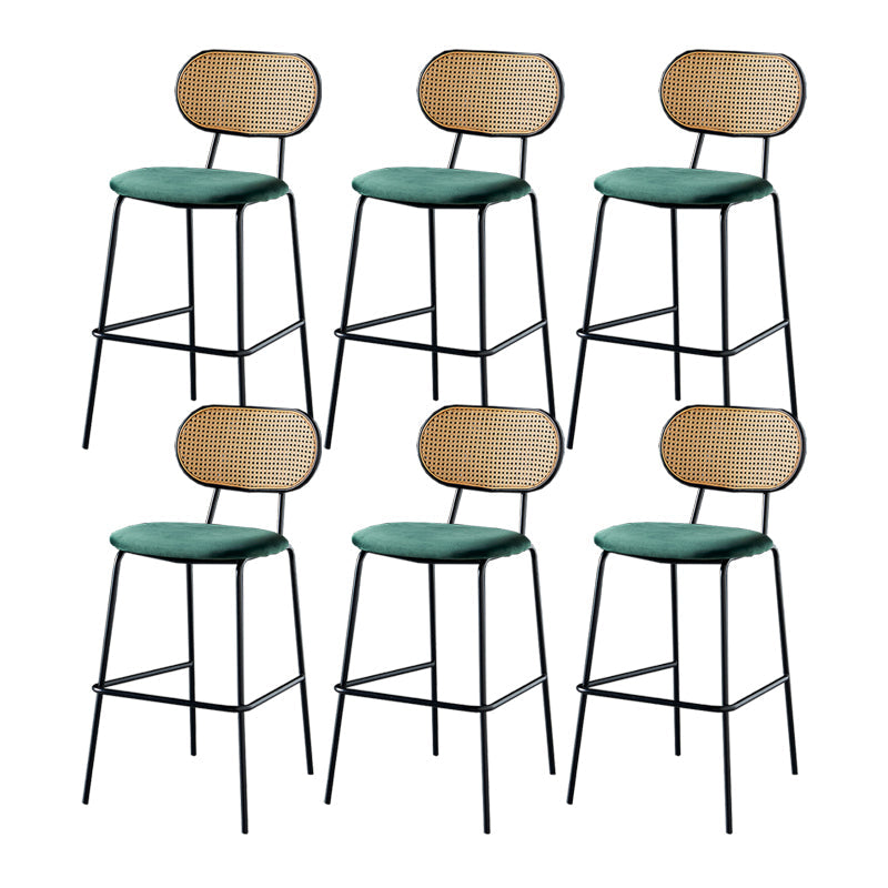 Scandinavian Low Back Armless Stool Velvet Upholstered Counter Stool Green 6 Piece Set Clearhalo 'Bar Furniture' 'Bar Stools' 'bar_stools' 'furn' 'furn_bar_stools' 'Furniture' 'Kitchen & Dining Furniture' 5569316