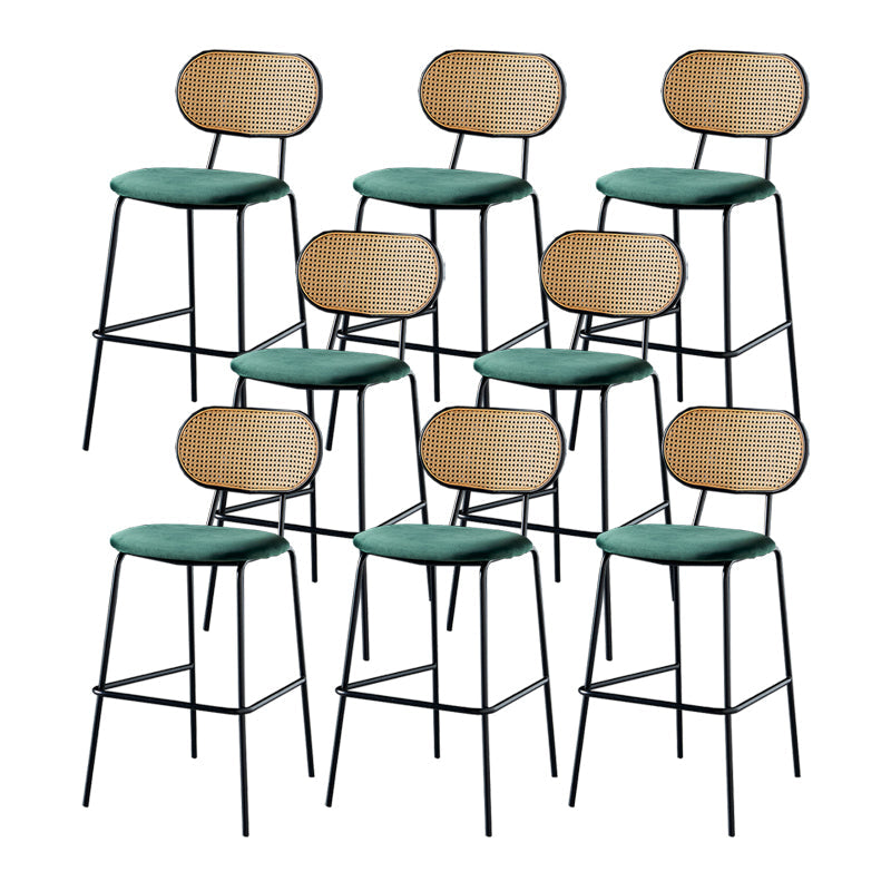 Scandinavian Low Back Armless Stool Velvet Upholstered Counter Stool Green 8 Piece Set Clearhalo 'Bar Furniture' 'Bar Stools' 'bar_stools' 'furn' 'furn_bar_stools' 'Furniture' 'Kitchen & Dining Furniture' 5569318