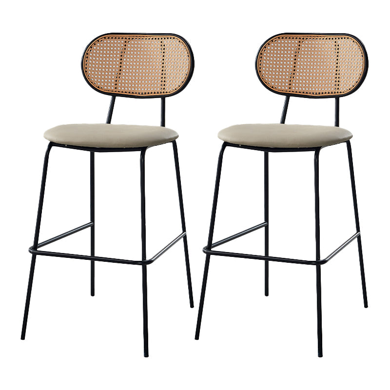 Scandinavian Low Back Armless Stool Velvet Upholstered Counter Stool Apricot 2 Piece Set Clearhalo 'Bar Furniture' 'Bar Stools' 'bar_stools' 'furn' 'furn_bar_stools' 'Furniture' 'Kitchen & Dining Furniture' 5569321