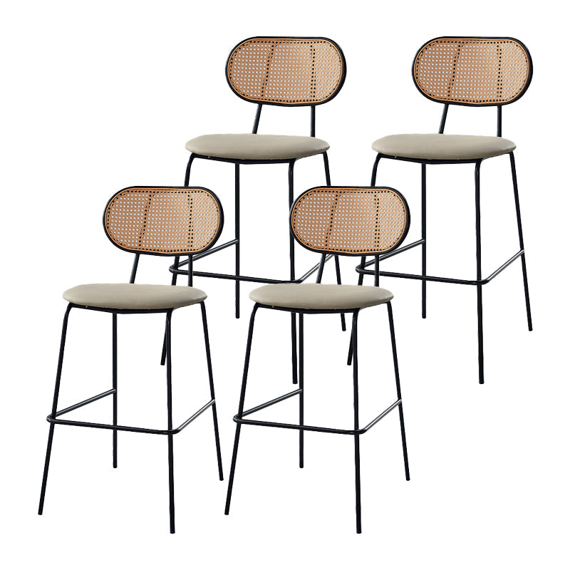 Scandinavian Low Back Armless Stool Velvet Upholstered Counter Stool Apricot 4 Piece Set Clearhalo 'Bar Furniture' 'Bar Stools' 'bar_stools' 'furn' 'furn_bar_stools' 'Furniture' 'Kitchen & Dining Furniture' 5569322