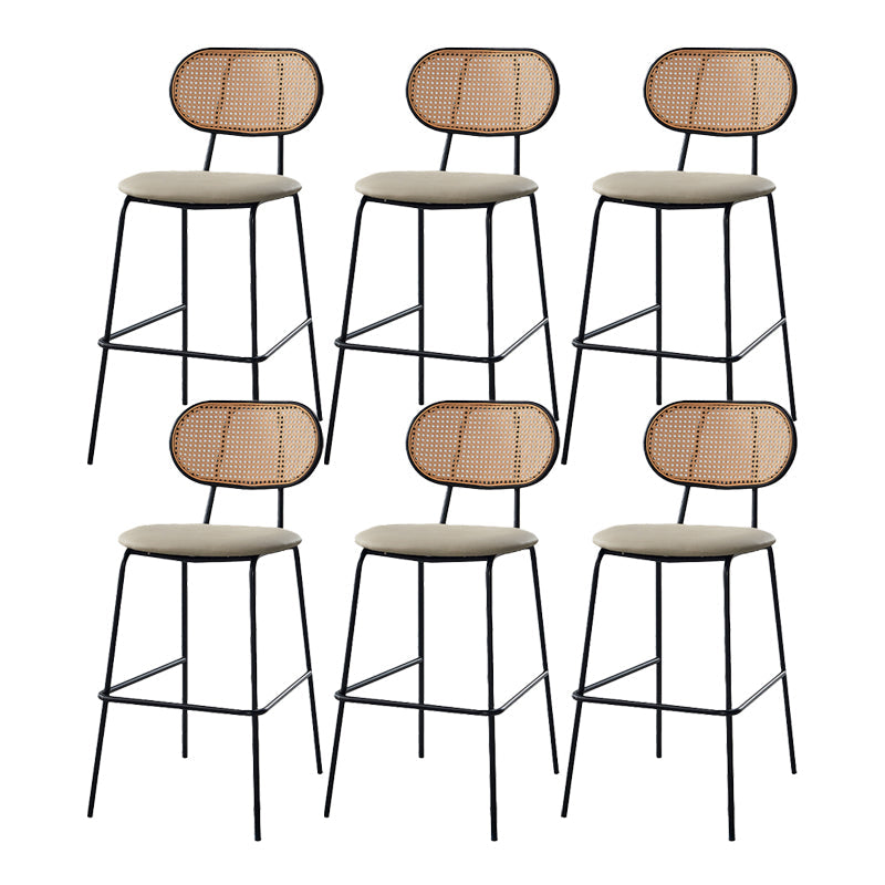 Scandinavian Low Back Armless Stool Velvet Upholstered Counter Stool Apricot 6 Piece Set Clearhalo 'Bar Furniture' 'Bar Stools' 'bar_stools' 'furn' 'furn_bar_stools' 'Furniture' 'Kitchen & Dining Furniture' 5569324
