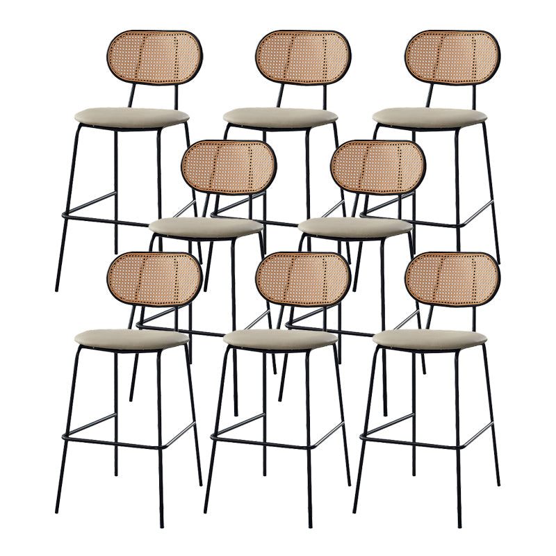Scandinavian Low Back Armless Stool Velvet Upholstered Counter Stool Apricot 8 Piece Set Clearhalo 'Bar Furniture' 'Bar Stools' 'bar_stools' 'furn' 'furn_bar_stools' 'Furniture' 'Kitchen & Dining Furniture' 5569326
