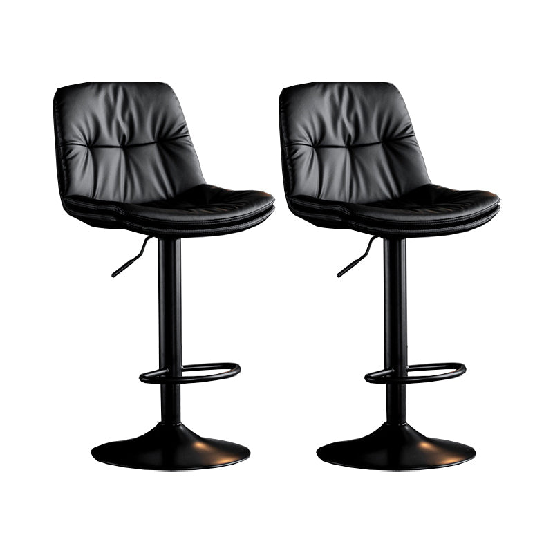 Scandinavian Metal Barstool Faux Leather Counter Stool With Chrome Base in Matte Finish Black Black 2 Piece Set Clearhalo 'Bar Furniture' 'Bar Stools' 'bar_stools' 'furn' 'furn_bar_stools' 'Furniture' 'Kitchen & Dining Furniture' 5569329
