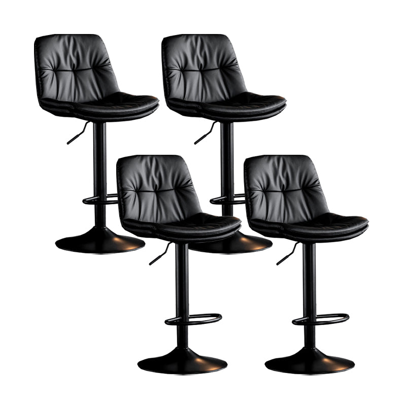 Scandinavian Metal Barstool Faux Leather Counter Stool With Chrome Base in Matte Finish Black Black 4 Piece Set Clearhalo 'Bar Furniture' 'Bar Stools' 'bar_stools' 'furn' 'furn_bar_stools' 'Furniture' 'Kitchen & Dining Furniture' 5569330