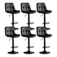 Scandinavian Metal Barstool Faux Leather Counter Stool With Chrome Base in Matte Finish Black Black 6 Piece Set Clearhalo 'Bar Furniture' 'Bar Stools' 'bar_stools' 'furn' 'furn_bar_stools' 'Furniture' 'Kitchen & Dining Furniture' 5569332