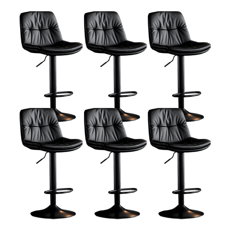 Scandinavian Metal Barstool Faux Leather Counter Stool With Chrome Base in Matte Finish Black Black 6 Piece Set Clearhalo 'Bar Furniture' 'Bar Stools' 'bar_stools' 'furn' 'furn_bar_stools' 'Furniture' 'Kitchen & Dining Furniture' 5569332