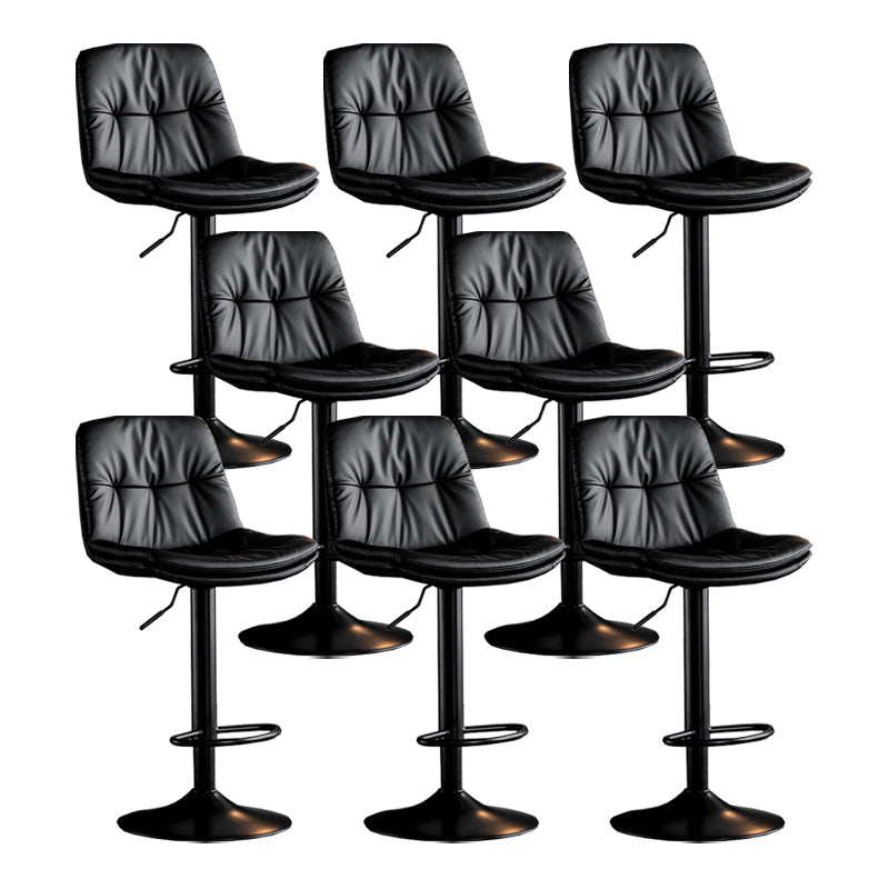 Scandinavian Metal Barstool Faux Leather Counter Stool With Chrome Base in Matte Finish Black Black 8 Piece Set Clearhalo 'Bar Furniture' 'Bar Stools' 'bar_stools' 'furn' 'furn_bar_stools' 'Furniture' 'Kitchen & Dining Furniture' 5569334