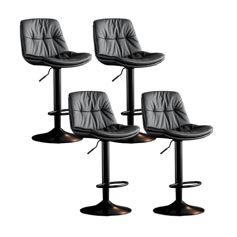 Scandinavian Metal Barstool Faux Leather Counter Stool With Chrome Base in Matte Finish Dark Gray Black 4 Piece Set Clearhalo 'Bar Furniture' 'Bar Stools' 'bar_stools' 'furn' 'furn_bar_stools' 'Furniture' 'Kitchen & Dining Furniture' 5569338