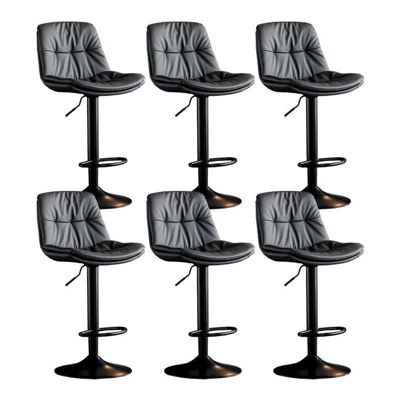 Scandinavian Metal Barstool Faux Leather Counter Stool With Chrome Base in Matte Finish Dark Gray Black 6 Piece Set Clearhalo 'Bar Furniture' 'Bar Stools' 'bar_stools' 'furn' 'furn_bar_stools' 'Furniture' 'Kitchen & Dining Furniture' 5569340