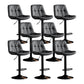 Scandinavian Metal Barstool Faux Leather Counter Stool With Chrome Base in Matte Finish Dark Gray Black 8 Piece Set Clearhalo 'Bar Furniture' 'Bar Stools' 'bar_stools' 'furn' 'furn_bar_stools' 'Furniture' 'Kitchen & Dining Furniture' 5569342