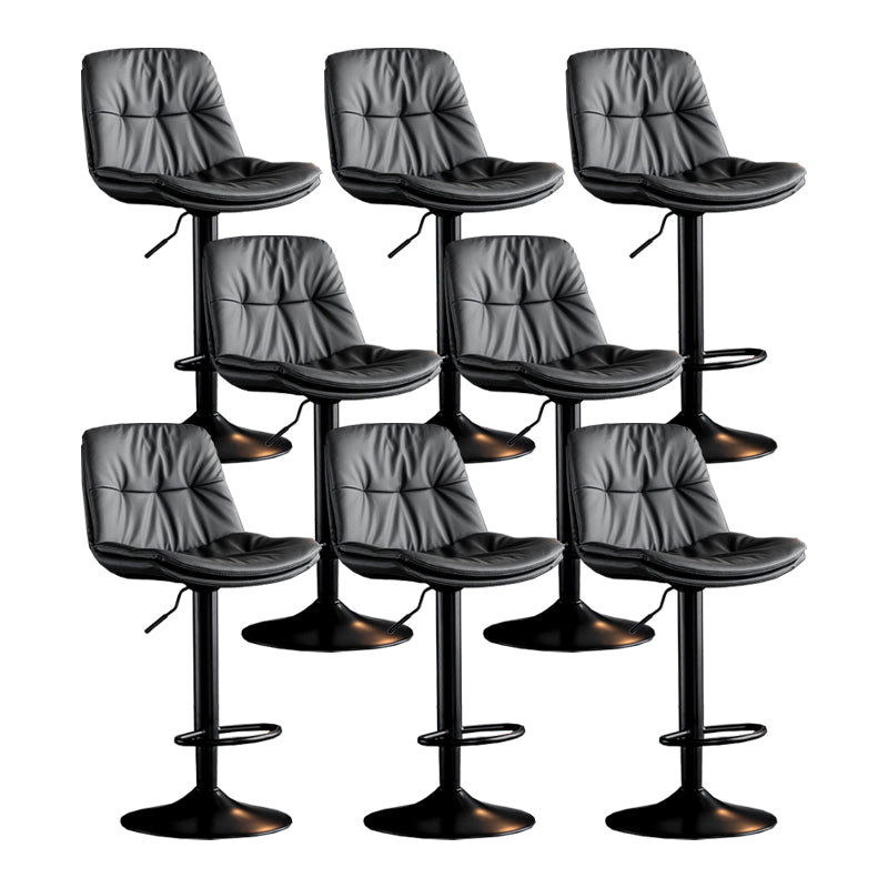 Scandinavian Metal Barstool Faux Leather Counter Stool With Chrome Base in Matte Finish Dark Gray Black 8 Piece Set Clearhalo 'Bar Furniture' 'Bar Stools' 'bar_stools' 'furn' 'furn_bar_stools' 'Furniture' 'Kitchen & Dining Furniture' 5569342