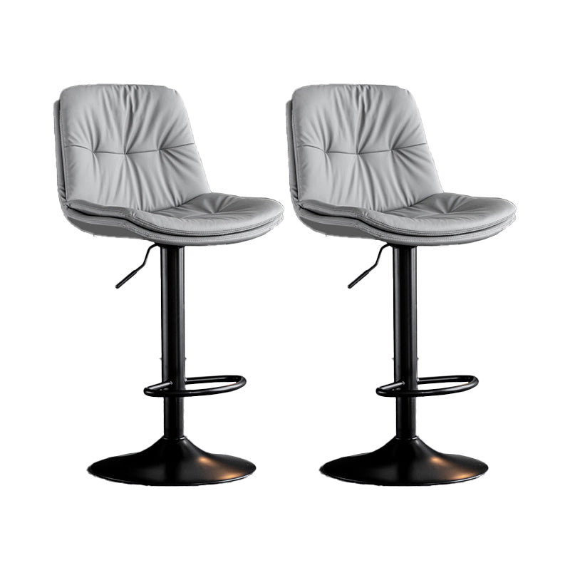 Scandinavian Metal Barstool Faux Leather Counter Stool With Chrome Base in Matte Finish Light Gray Black 2 Piece Set Clearhalo 'Bar Furniture' 'Bar Stools' 'bar_stools' 'furn' 'furn_bar_stools' 'Furniture' 'Kitchen & Dining Furniture' 5569345