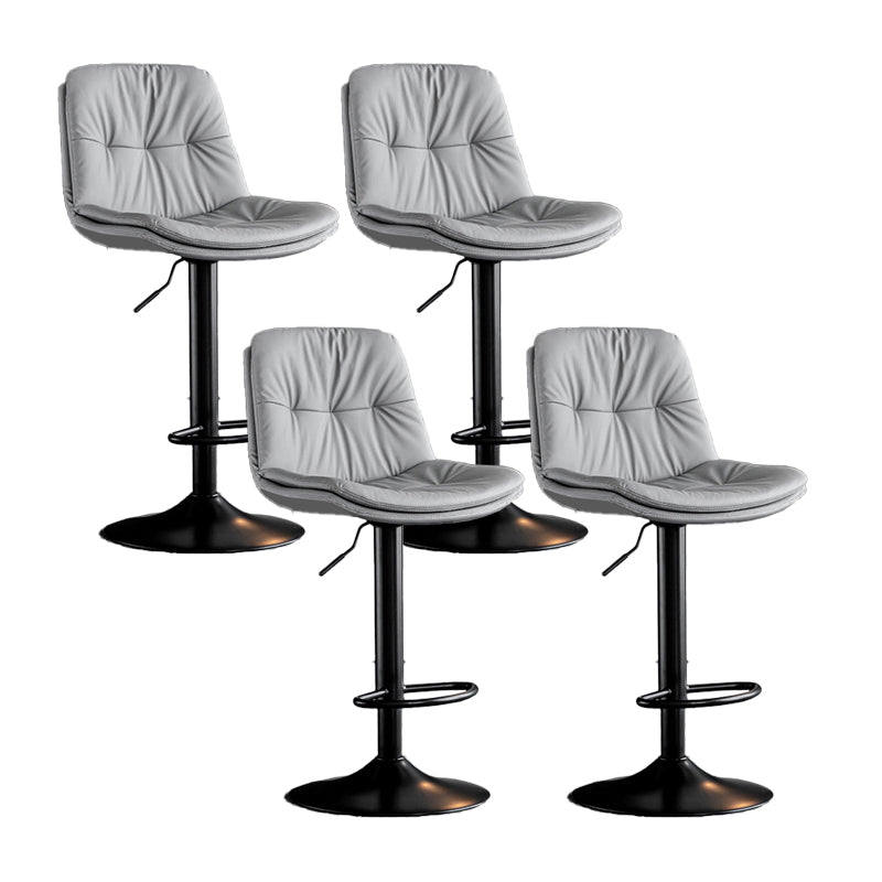 Scandinavian Metal Barstool Faux Leather Counter Stool With Chrome Base in Matte Finish Light Gray Black 4 Piece Set Clearhalo 'Bar Furniture' 'Bar Stools' 'bar_stools' 'furn' 'furn_bar_stools' 'Furniture' 'Kitchen & Dining Furniture' 5569346