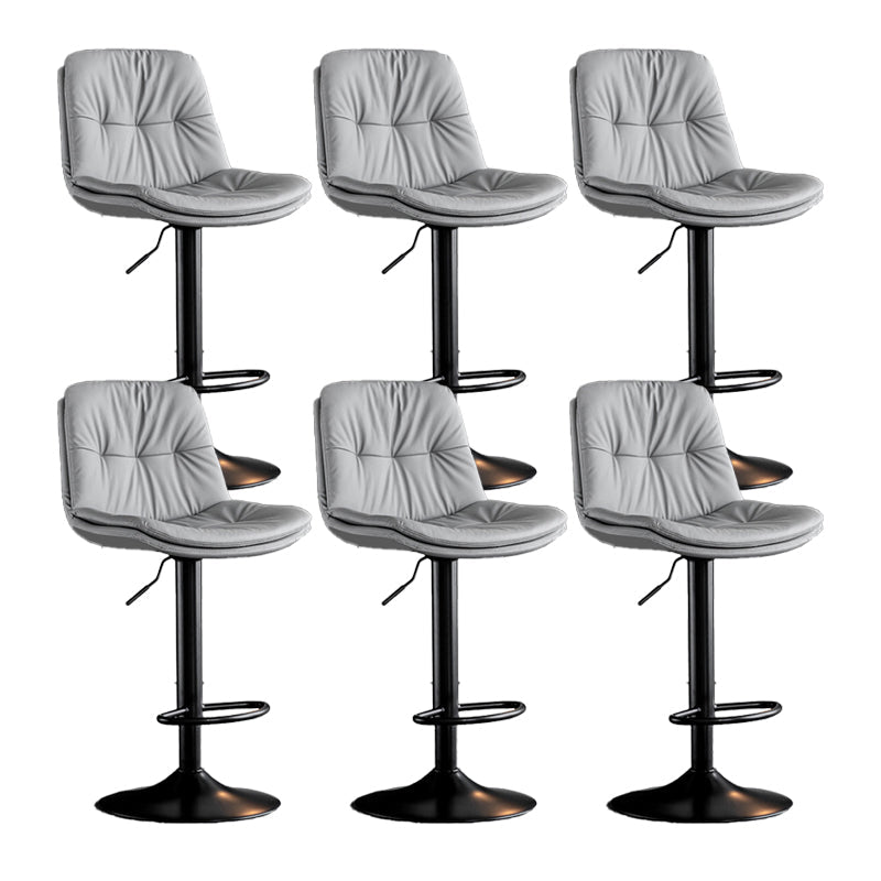Scandinavian Metal Barstool Faux Leather Counter Stool With Chrome Base in Matte Finish Light Gray Black 6 Piece Set Clearhalo 'Bar Furniture' 'Bar Stools' 'bar_stools' 'furn' 'furn_bar_stools' 'Furniture' 'Kitchen & Dining Furniture' 5569349