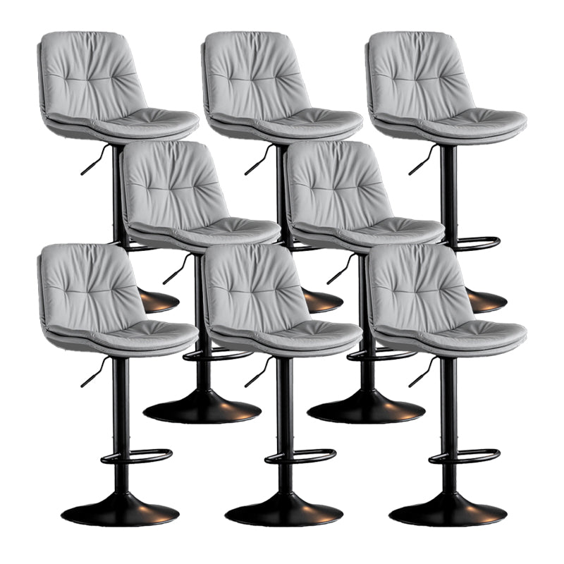 Scandinavian Metal Barstool Faux Leather Counter Stool With Chrome Base in Matte Finish Light Gray Black 8 Piece Set Clearhalo 'Bar Furniture' 'Bar Stools' 'bar_stools' 'furn' 'furn_bar_stools' 'Furniture' 'Kitchen & Dining Furniture' 5569351