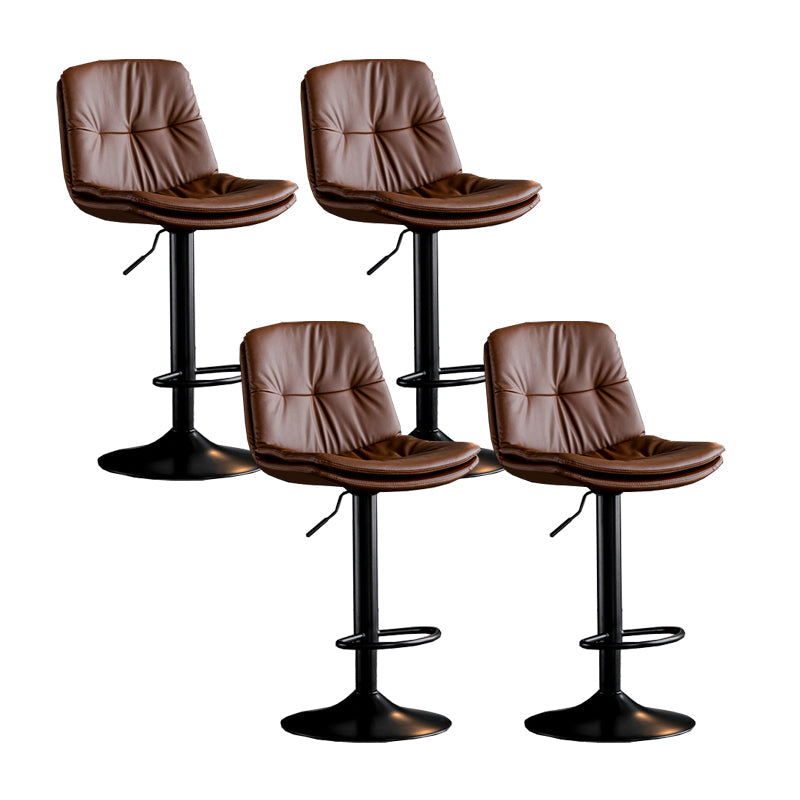 Scandinavian Metal Barstool Faux Leather Counter Stool With Chrome Base in Matte Finish Brown Black 4 Piece Set Clearhalo 'Bar Furniture' 'Bar Stools' 'bar_stools' 'furn' 'furn_bar_stools' 'Furniture' 'Kitchen & Dining Furniture' 5569354