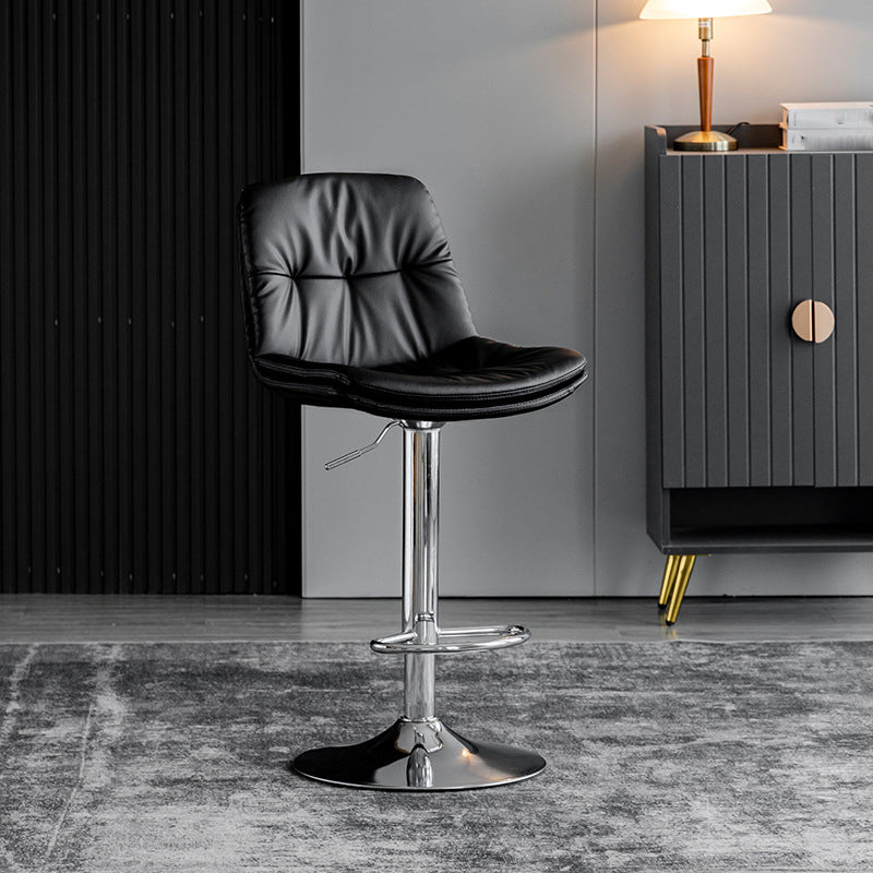Scandinavian Metal Barstool Faux Leather Counter Stool With Chrome Base in Matte Finish Clearhalo 'Bar Furniture' 'Bar Stools' 'bar_stools' 'furn' 'furn_bar_stools' 'Furniture' 'Kitchen & Dining Furniture' 5569357