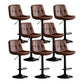 Scandinavian Metal Barstool Faux Leather Counter Stool With Chrome Base in Matte Finish Brown Black 8 Piece Set Clearhalo 'Bar Furniture' 'Bar Stools' 'bar_stools' 'furn' 'furn_bar_stools' 'Furniture' 'Kitchen & Dining Furniture' 5569358