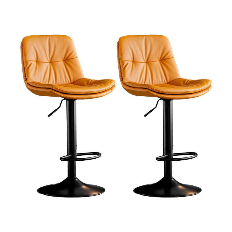 Scandinavian Metal Barstool Faux Leather Counter Stool With Chrome Base in Matte Finish Orange Black 2 Piece Set Clearhalo 'Bar Furniture' 'Bar Stools' 'bar_stools' 'furn' 'furn_bar_stools' 'Furniture' 'Kitchen & Dining Furniture' 5569359