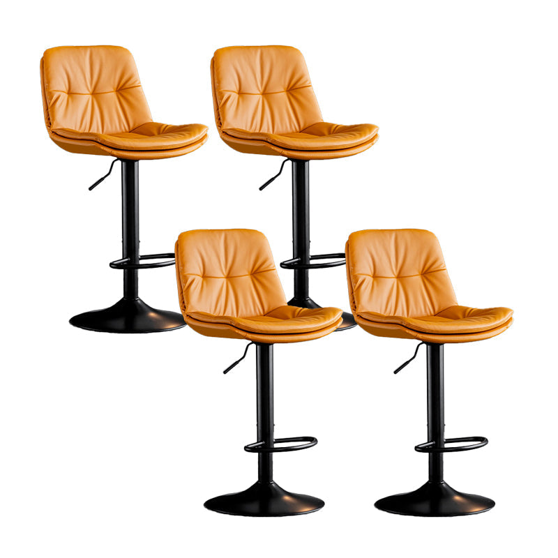 Scandinavian Metal Barstool Faux Leather Counter Stool With Chrome Base in Matte Finish Orange Black 4 Piece Set Clearhalo 'Bar Furniture' 'Bar Stools' 'bar_stools' 'furn' 'furn_bar_stools' 'Furniture' 'Kitchen & Dining Furniture' 5569360