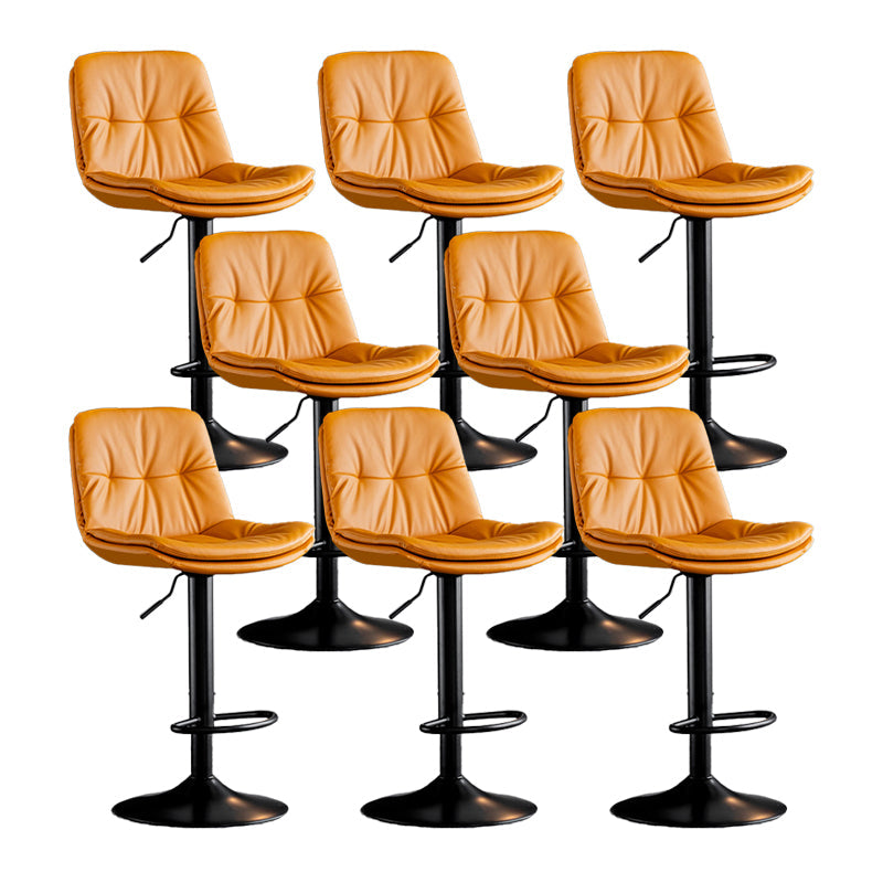 Scandinavian Metal Barstool Faux Leather Counter Stool With Chrome Base in Matte Finish Orange Black 8 Piece Set Clearhalo 'Bar Furniture' 'Bar Stools' 'bar_stools' 'furn' 'furn_bar_stools' 'Furniture' 'Kitchen & Dining Furniture' 5569362
