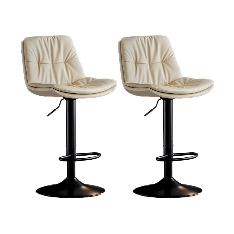 Scandinavian Metal Barstool Faux Leather Counter Stool With Chrome Base in Matte Finish Off-White Black 2 Piece Set Clearhalo 'Bar Furniture' 'Bar Stools' 'bar_stools' 'furn' 'furn_bar_stools' 'Furniture' 'Kitchen & Dining Furniture' 5569363