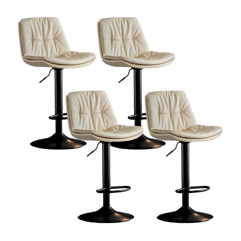 Scandinavian Metal Barstool Faux Leather Counter Stool With Chrome Base in Matte Finish Off-White Black 4 Piece Set Clearhalo 'Bar Furniture' 'Bar Stools' 'bar_stools' 'furn' 'furn_bar_stools' 'Furniture' 'Kitchen & Dining Furniture' 5569364