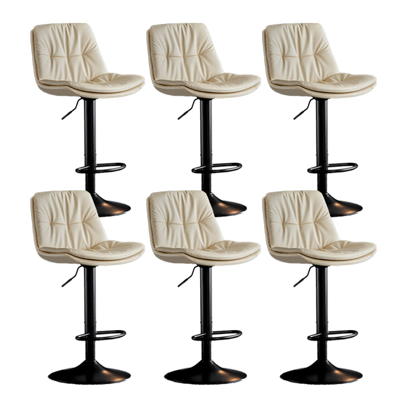 Scandinavian Metal Barstool Faux Leather Counter Stool With Chrome Base in Matte Finish Off-White Black 6 Piece Set Clearhalo 'Bar Furniture' 'Bar Stools' 'bar_stools' 'furn' 'furn_bar_stools' 'Furniture' 'Kitchen & Dining Furniture' 5569365
