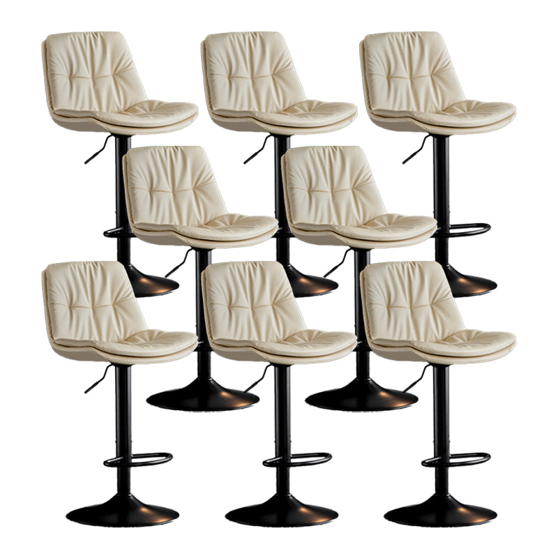 Scandinavian Metal Barstool Faux Leather Counter Stool With Chrome Base in Matte Finish Off-White Black 8 Piece Set Clearhalo 'Bar Furniture' 'Bar Stools' 'bar_stools' 'furn' 'furn_bar_stools' 'Furniture' 'Kitchen & Dining Furniture' 5569366