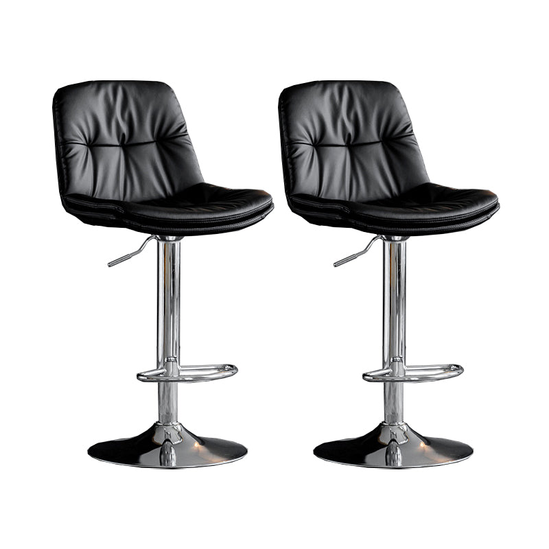 Scandinavian Metal Barstool Faux Leather Counter Stool With Chrome Base in Matte Finish Black Chrome 2 Piece Set Clearhalo 'Bar Furniture' 'Bar Stools' 'bar_stools' 'furn' 'furn_bar_stools' 'Furniture' 'Kitchen & Dining Furniture' 5569367