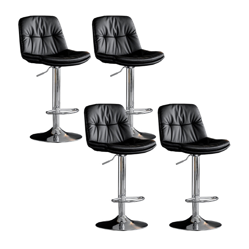 Scandinavian Metal Barstool Faux Leather Counter Stool With Chrome Base in Matte Finish Black Chrome 4 Piece Set Clearhalo 'Bar Furniture' 'Bar Stools' 'bar_stools' 'furn' 'furn_bar_stools' 'Furniture' 'Kitchen & Dining Furniture' 5569368