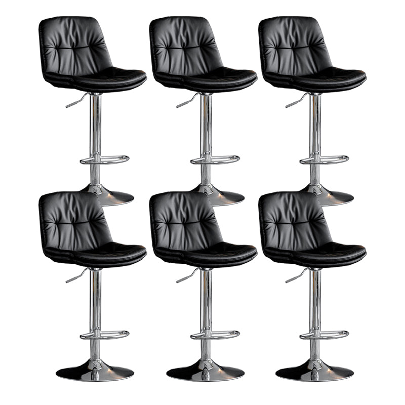 Scandinavian Metal Barstool Faux Leather Counter Stool With Chrome Base in Matte Finish Black Chrome 6 Piece Set Clearhalo 'Bar Furniture' 'Bar Stools' 'bar_stools' 'furn' 'furn_bar_stools' 'Furniture' 'Kitchen & Dining Furniture' 5569369