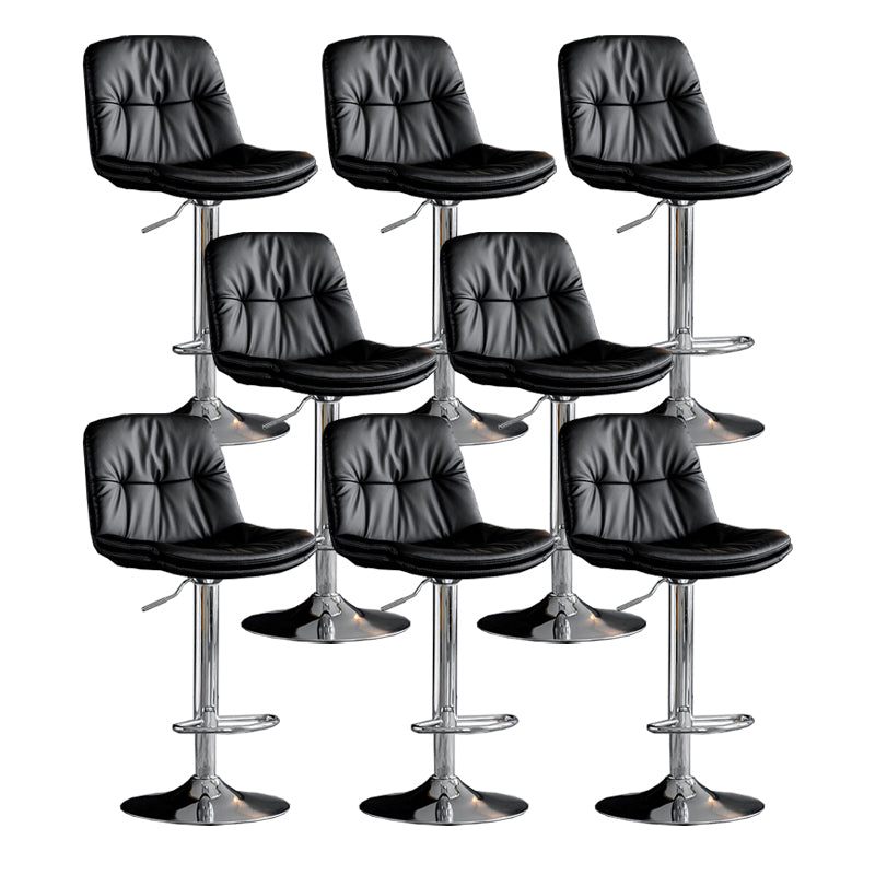 Scandinavian Metal Barstool Faux Leather Counter Stool With Chrome Base in Matte Finish Black Chrome 8 Piece Set Clearhalo 'Bar Furniture' 'Bar Stools' 'bar_stools' 'furn' 'furn_bar_stools' 'Furniture' 'Kitchen & Dining Furniture' 5569370
