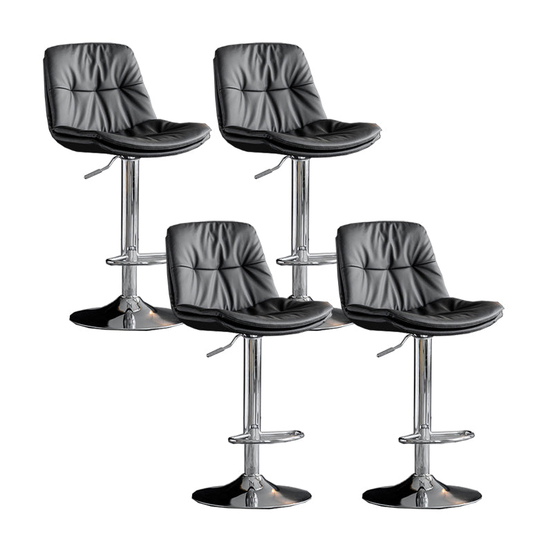 Scandinavian Metal Barstool Faux Leather Counter Stool With Chrome Base in Matte Finish Dark Gray Chrome 4 Piece Set Clearhalo 'Bar Furniture' 'Bar Stools' 'bar_stools' 'furn' 'furn_bar_stools' 'Furniture' 'Kitchen & Dining Furniture' 5569372