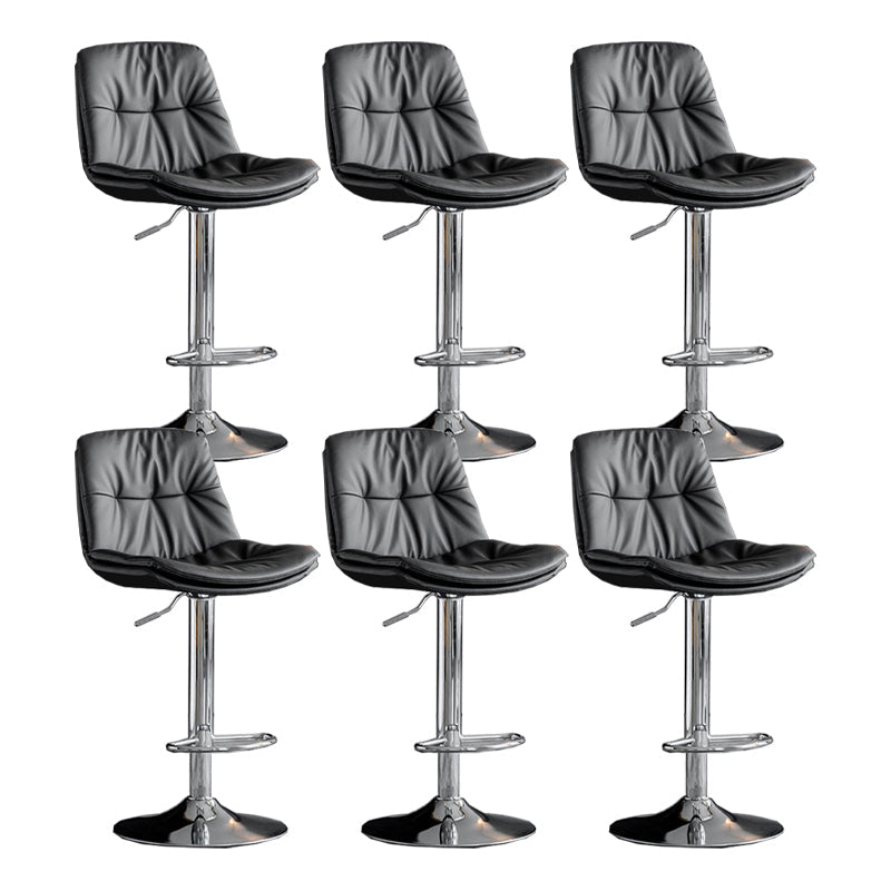 Scandinavian Metal Barstool Faux Leather Counter Stool With Chrome Base in Matte Finish Dark Gray Chrome 6 Piece Set Clearhalo 'Bar Furniture' 'Bar Stools' 'bar_stools' 'furn' 'furn_bar_stools' 'Furniture' 'Kitchen & Dining Furniture' 5569373