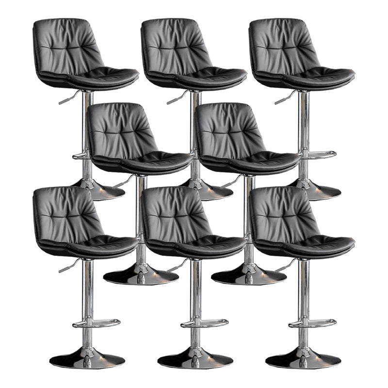Scandinavian Metal Barstool Faux Leather Counter Stool With Chrome Base in Matte Finish Dark Gray Chrome 8 Piece Set Clearhalo 'Bar Furniture' 'Bar Stools' 'bar_stools' 'furn' 'furn_bar_stools' 'Furniture' 'Kitchen & Dining Furniture' 5569374