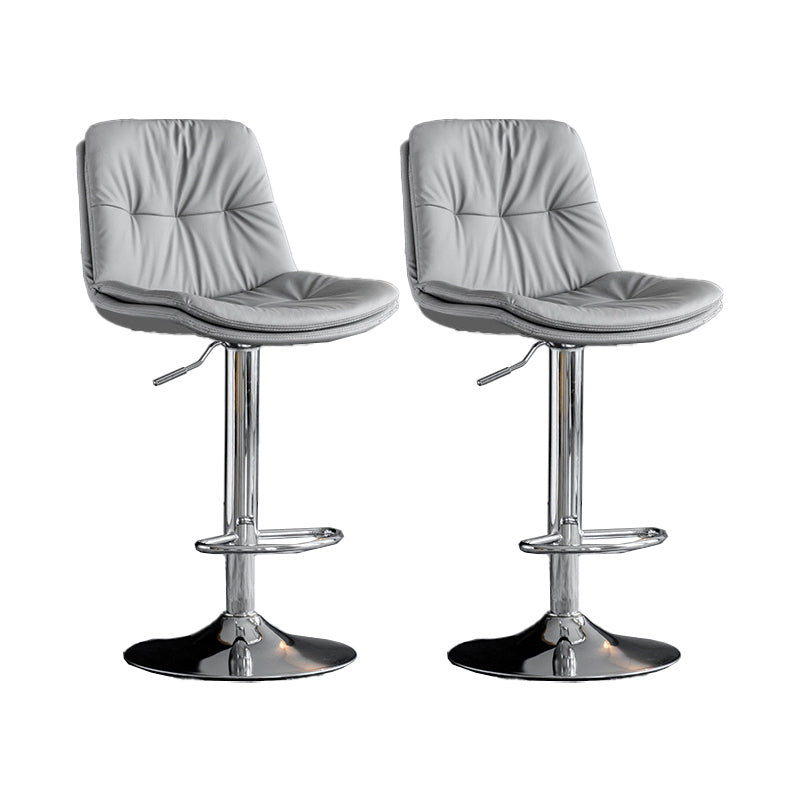 Scandinavian Metal Barstool Faux Leather Counter Stool With Chrome Base in Matte Finish Light Gray Chrome 2 Piece Set Clearhalo 'Bar Furniture' 'Bar Stools' 'bar_stools' 'furn' 'furn_bar_stools' 'Furniture' 'Kitchen & Dining Furniture' 5569375