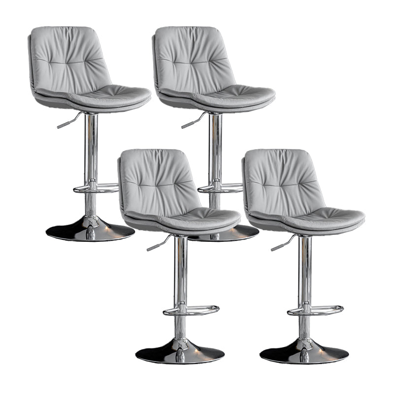 Scandinavian Metal Barstool Faux Leather Counter Stool With Chrome Base in Matte Finish Light Gray Chrome 4 Piece Set Clearhalo 'Bar Furniture' 'Bar Stools' 'bar_stools' 'furn' 'furn_bar_stools' 'Furniture' 'Kitchen & Dining Furniture' 5569376