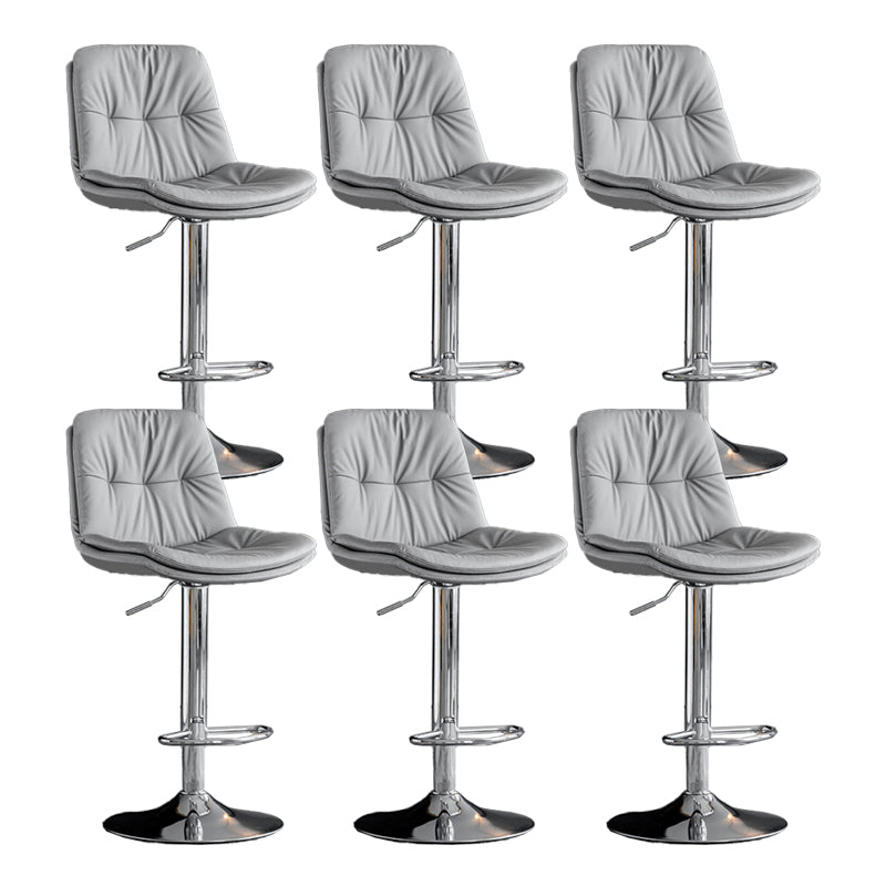 Scandinavian Metal Barstool Faux Leather Counter Stool With Chrome Base in Matte Finish Light Gray Chrome 6 Piece Set Clearhalo 'Bar Furniture' 'Bar Stools' 'bar_stools' 'furn' 'furn_bar_stools' 'Furniture' 'Kitchen & Dining Furniture' 5569377