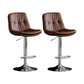 Scandinavian Metal Barstool Faux Leather Counter Stool With Chrome Base in Matte Finish Brown Chrome 2 Piece Set Clearhalo 'Bar Furniture' 'Bar Stools' 'bar_stools' 'furn' 'furn_bar_stools' 'Furniture' 'Kitchen & Dining Furniture' 5569379