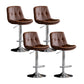 Scandinavian Metal Barstool Faux Leather Counter Stool With Chrome Base in Matte Finish Brown Chrome 4 Piece Set Clearhalo 'Bar Furniture' 'Bar Stools' 'bar_stools' 'furn' 'furn_bar_stools' 'Furniture' 'Kitchen & Dining Furniture' 5569380