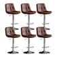 Scandinavian Metal Barstool Faux Leather Counter Stool With Chrome Base in Matte Finish Brown Chrome 6 Piece Set Clearhalo 'Bar Furniture' 'Bar Stools' 'bar_stools' 'furn' 'furn_bar_stools' 'Furniture' 'Kitchen & Dining Furniture' 5569381