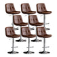 Scandinavian Metal Barstool Faux Leather Counter Stool With Chrome Base in Matte Finish Brown Chrome 8 Piece Set Clearhalo 'Bar Furniture' 'Bar Stools' 'bar_stools' 'furn' 'furn_bar_stools' 'Furniture' 'Kitchen & Dining Furniture' 5569382