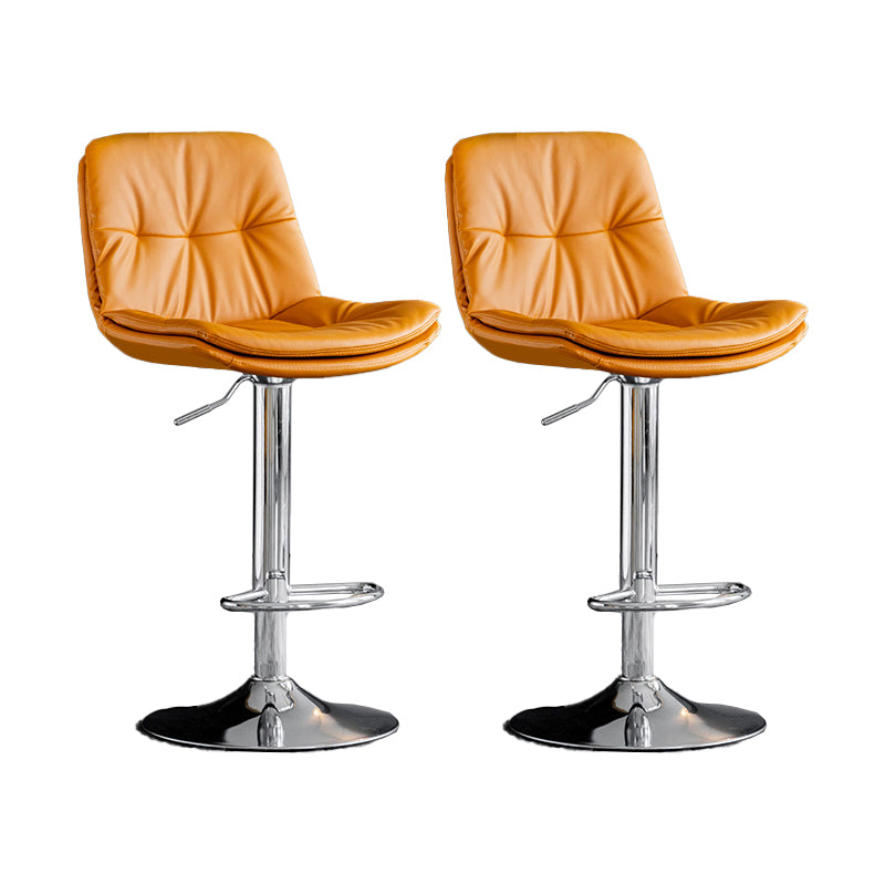 Scandinavian Metal Barstool Faux Leather Counter Stool With Chrome Base in Matte Finish Orange Chrome 2 Piece Set Clearhalo 'Bar Furniture' 'Bar Stools' 'bar_stools' 'furn' 'furn_bar_stools' 'Furniture' 'Kitchen & Dining Furniture' 5569383