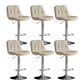 Scandinavian Metal Barstool Faux Leather Counter Stool With Chrome Base in Matte Finish Off-White Chrome 6 Piece Set Clearhalo 'Bar Furniture' 'Bar Stools' 'bar_stools' 'furn' 'furn_bar_stools' 'Furniture' 'Kitchen & Dining Furniture' 5569389