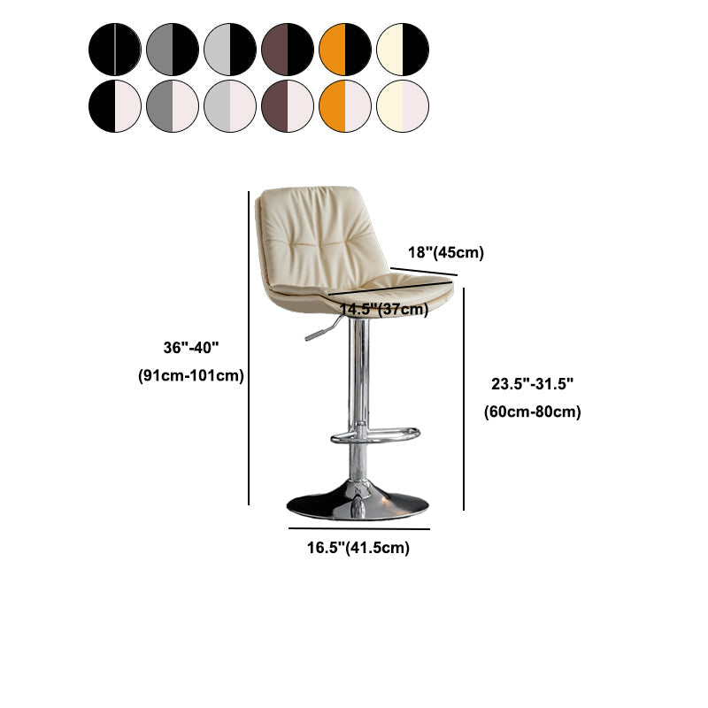 Scandinavian Metal Barstool Faux Leather Counter Stool With Chrome Base in Matte Finish Clearhalo 'Bar Furniture' 'Bar Stools' 'bar_stools' 'furn' 'furn_bar_stools' 'Furniture' 'Kitchen & Dining Furniture' 5569391