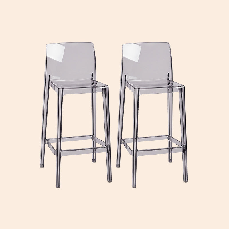 Scandinavian Armless Bar Stool Acrylic Low Back Counter Stool Clear-Grey 2 Piece Set Clearhalo 'Bar Furniture' 'Bar Stools' 'bar_stools' 'furn' 'furn_bar_stools' 'Furniture' 'Kitchen & Dining Furniture' 5569427